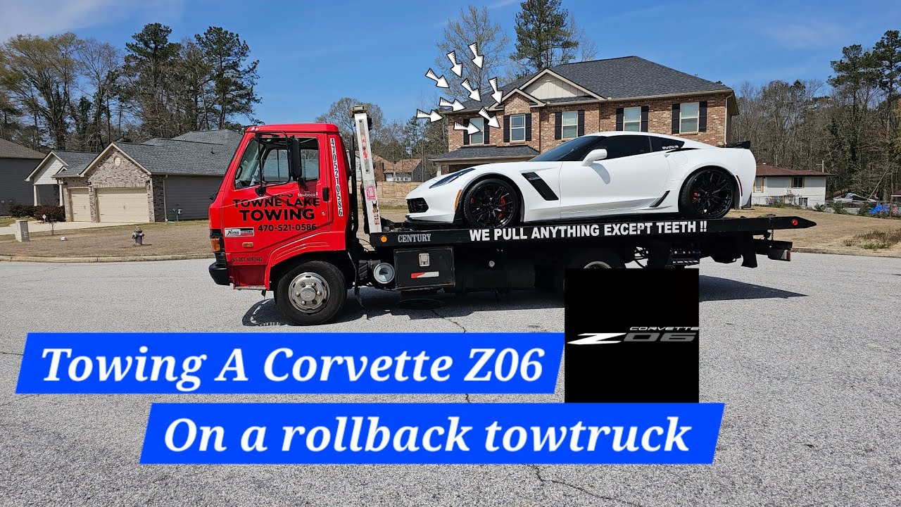 Corvette Z06 Towing With Rollback Flatbed Towtruck Straps Winch Repo Recovery Hino Wrecker ViralFail