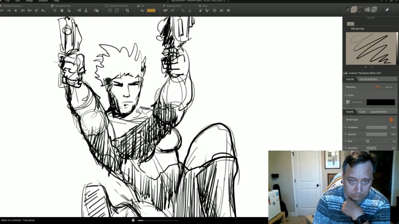 Drawing Vorpal in black Ink