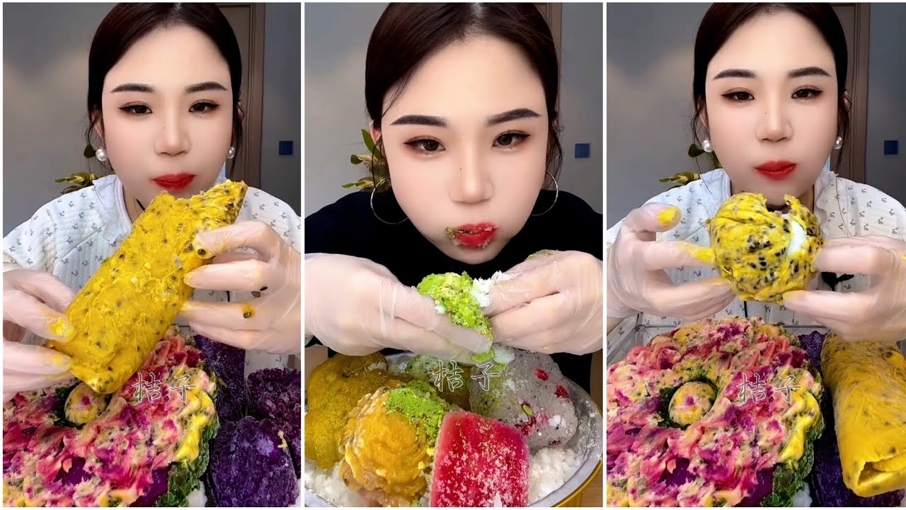  ASMR ICE EATING with MATCHA and PASSION FRUIT / ONLY BITES