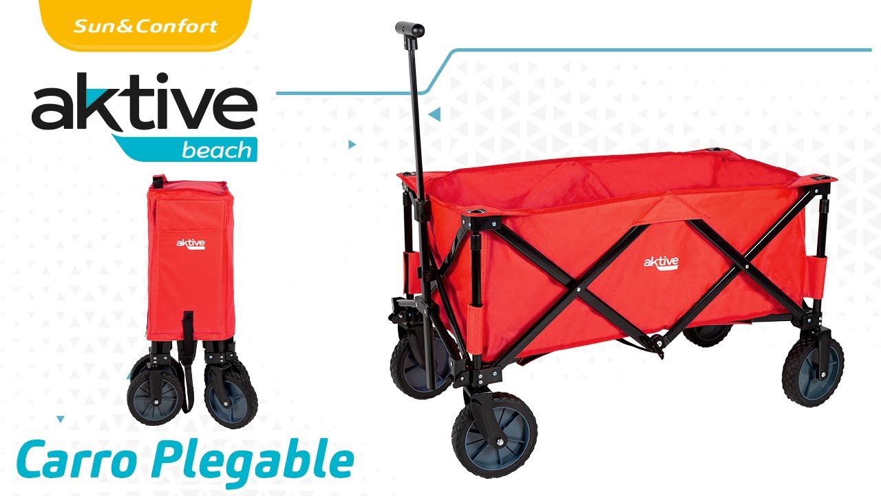 C&oacute;mo es el CARRO PLEGABLE multiusos con RUEDAS ESPECIALES ARENA playa Aktive