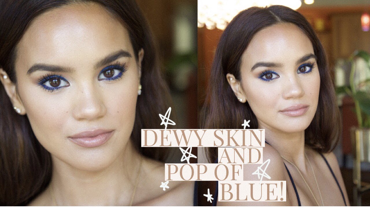 DEWY SKIN  & BRIGHT BLUE EYES MAKEUP TUTORIAL! | DACEY CASH