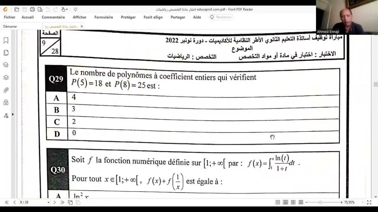 preparation au concours d'entrer en CRFE 23-24 maths second cycle