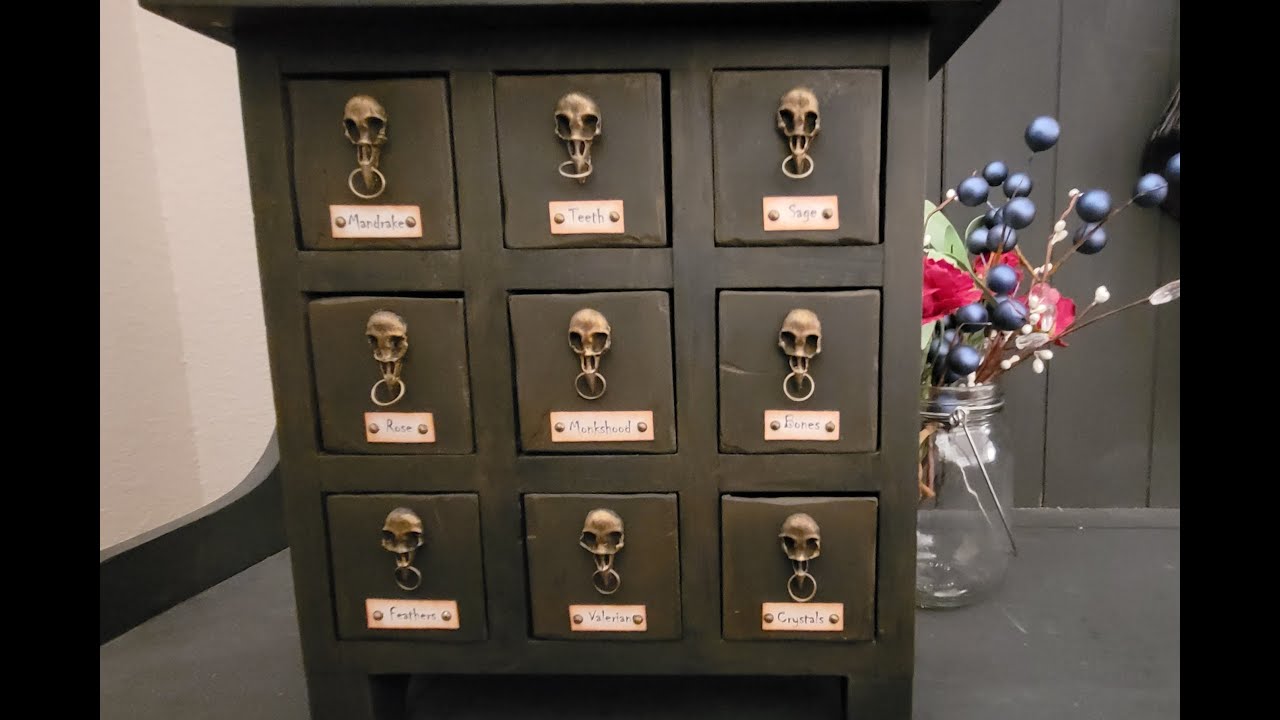 Thrift Flip Halloween Apothecary/Herb Cabinet #diy #halloweendiy