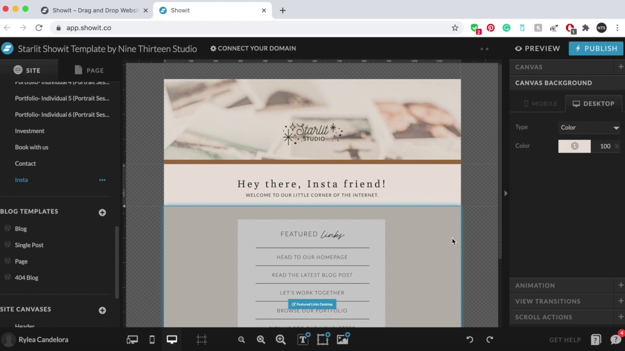 Add Links Landing Page to Your Showit Site