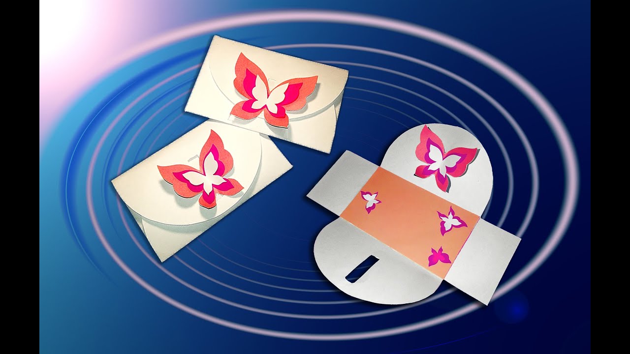DIY Easter card with a lock in the shape of butterfly.  No Templates! DIY Buterfly envelope!