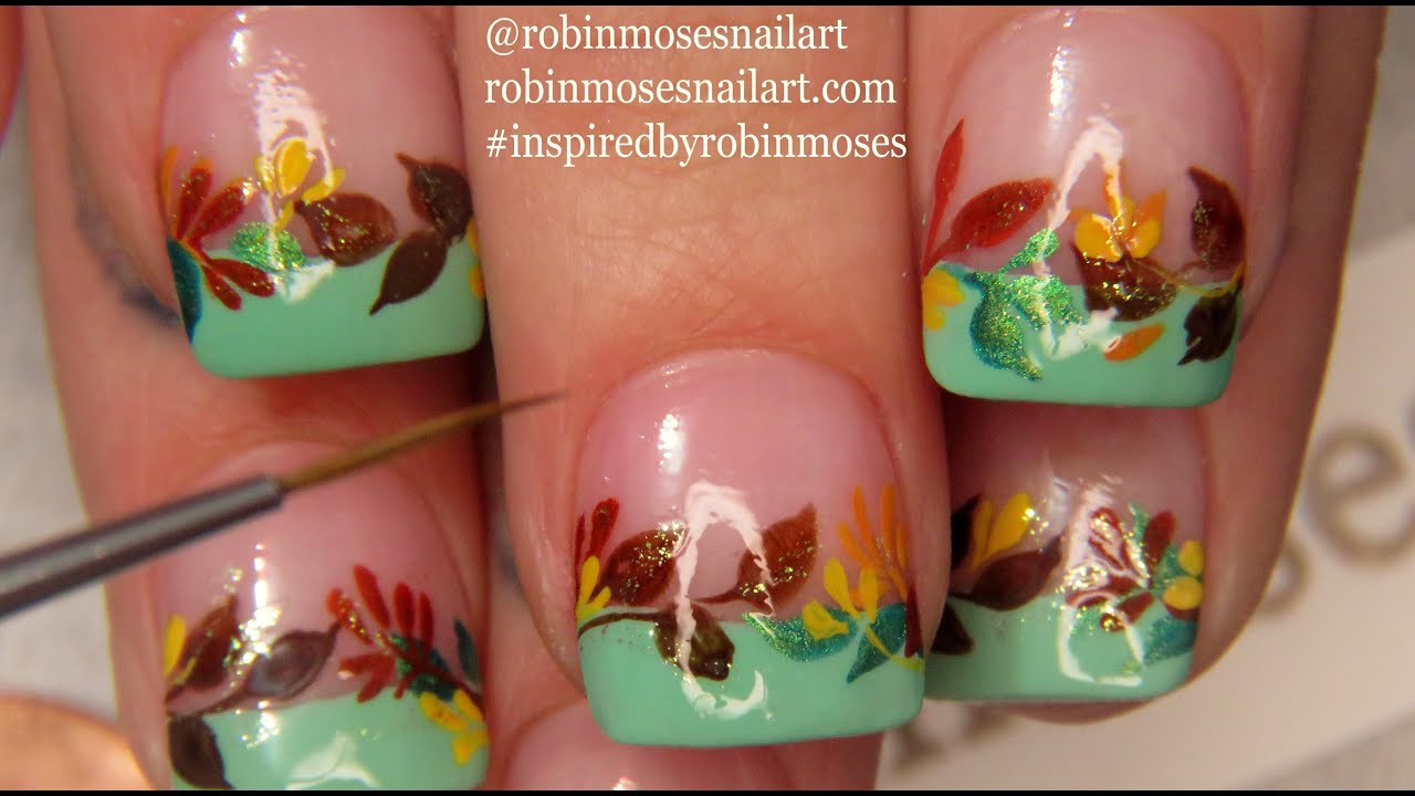 Fall Leaf Nails | Autumn Leaves Nail Art Design by Robin Moses