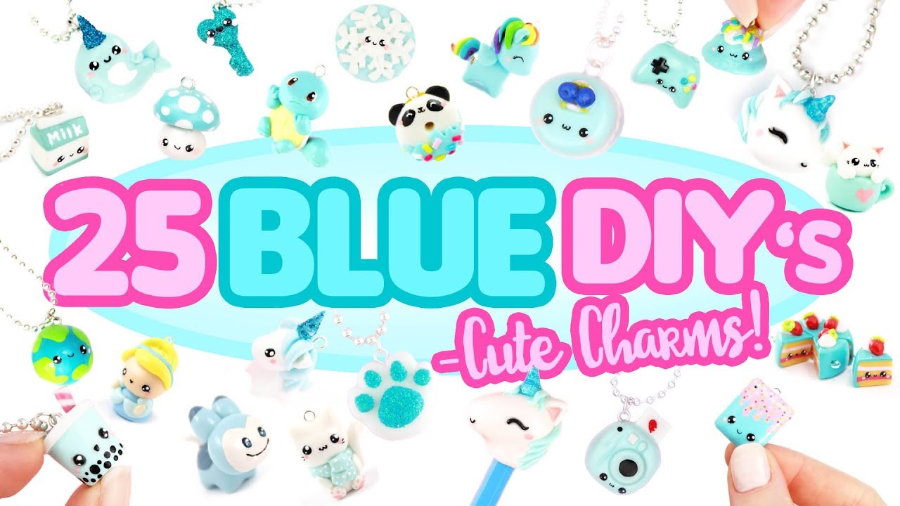 25 BLUE DIY’s in CLAY -Cute Clay charms! - BIG Polymer Clay Compilation!