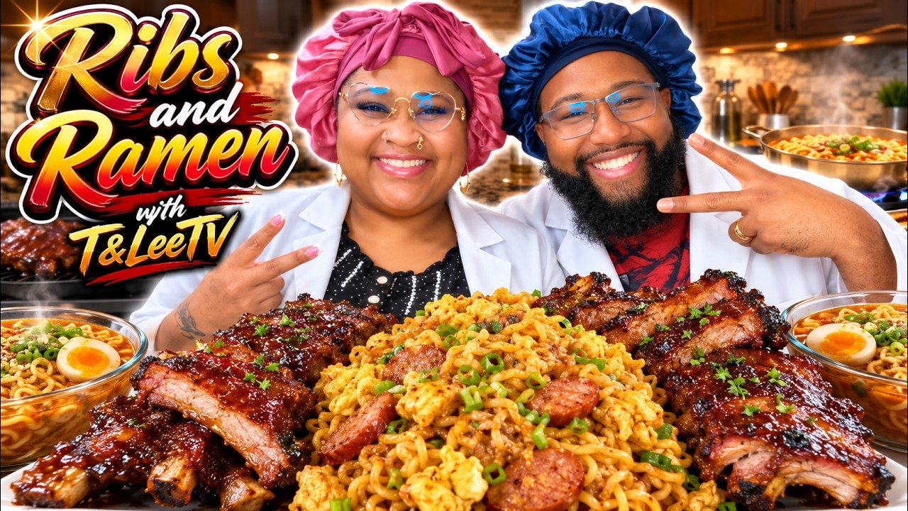 Мукбанг с раменом и ребрышками! T&LEETV