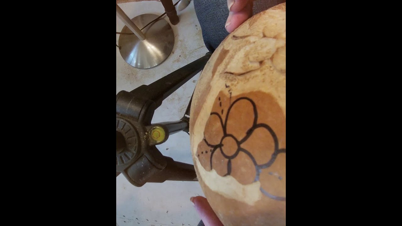 Flowers Power Carved On A Gourd With a Dremel Part 2-Gourd Art-Power Carving