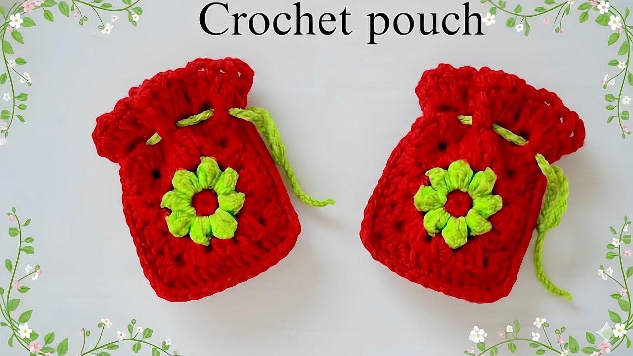 Tutorial Crochet Pouch Granny Square Step by Step | Easy Crochet pouch for Beginners