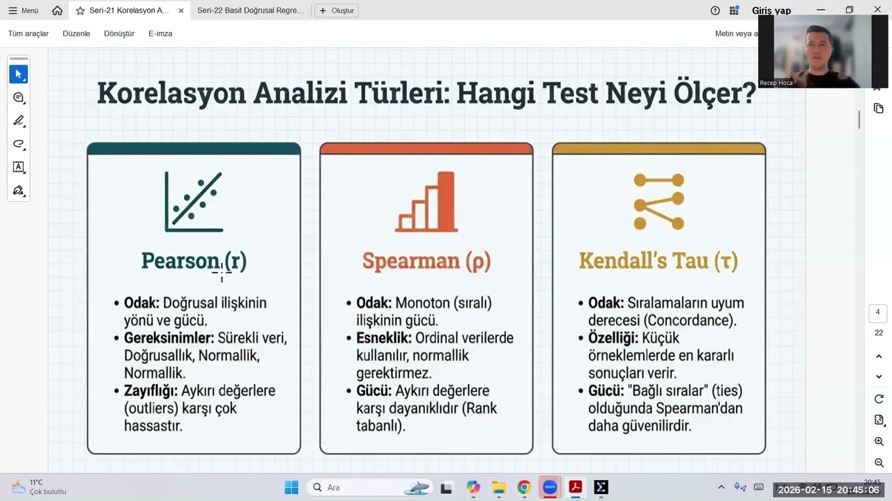 📈 11. Korelasyon (İlişki) Analizi | Teoriden Pratiğe | Canlı Ders | SPSS