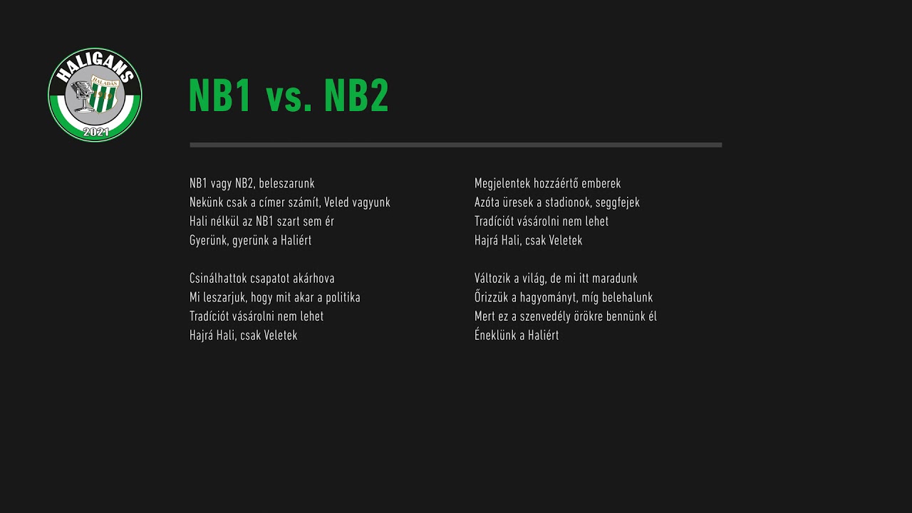 Haligans - NB1 vs  NB2 (audio)