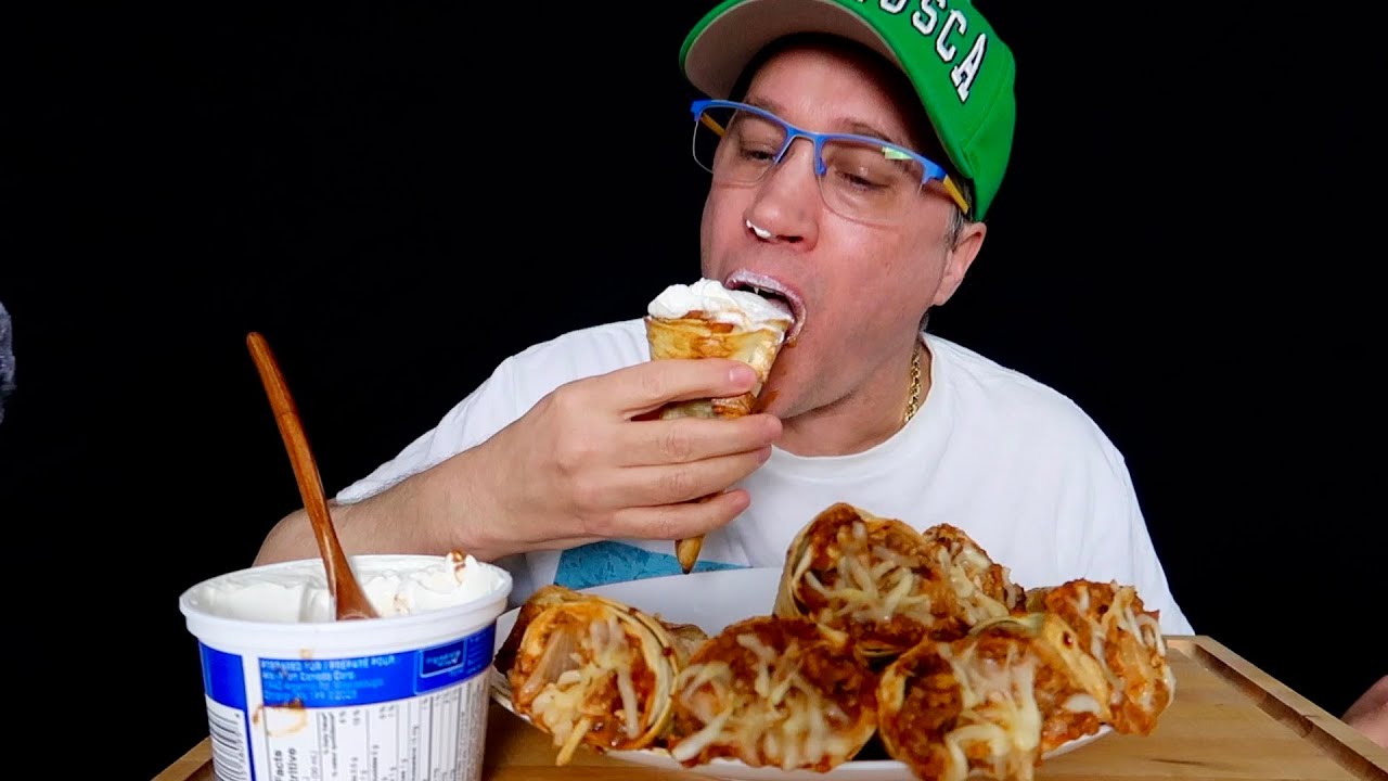 ASMR • CRUNCHY CHEESY  BEEF  CONES  MUKBANG • FEAST • SEANUSCA FOOD   