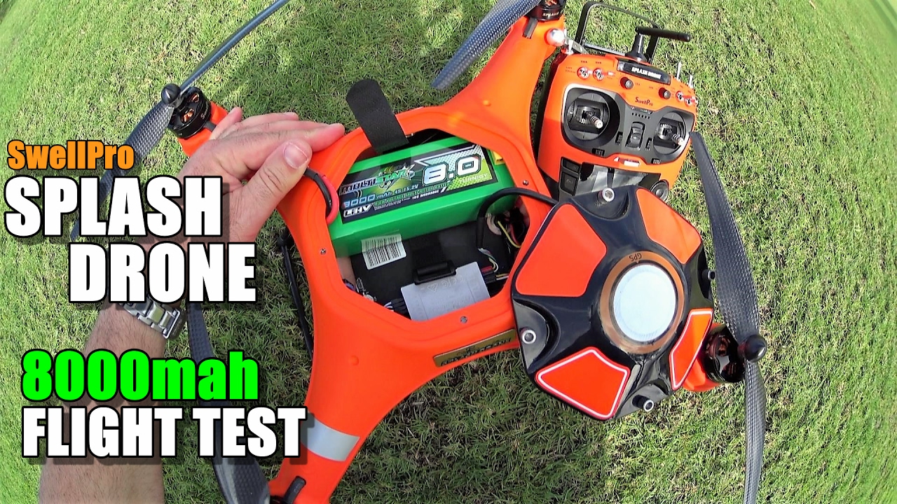 SwellPro Waterproof SPLASH DRONE Review - Part 5 - [8000mah LiHV Battery Upgrade Flight Time Test]