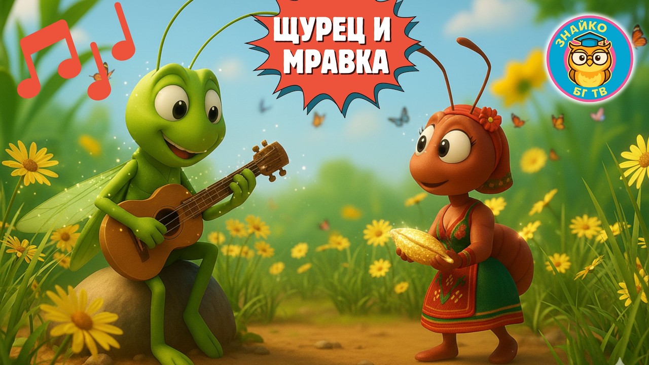 Щурец и мравка 🐜🎻 | Детска песен и приказка за деца на български | Знайко БГ ТВ🎶🐜