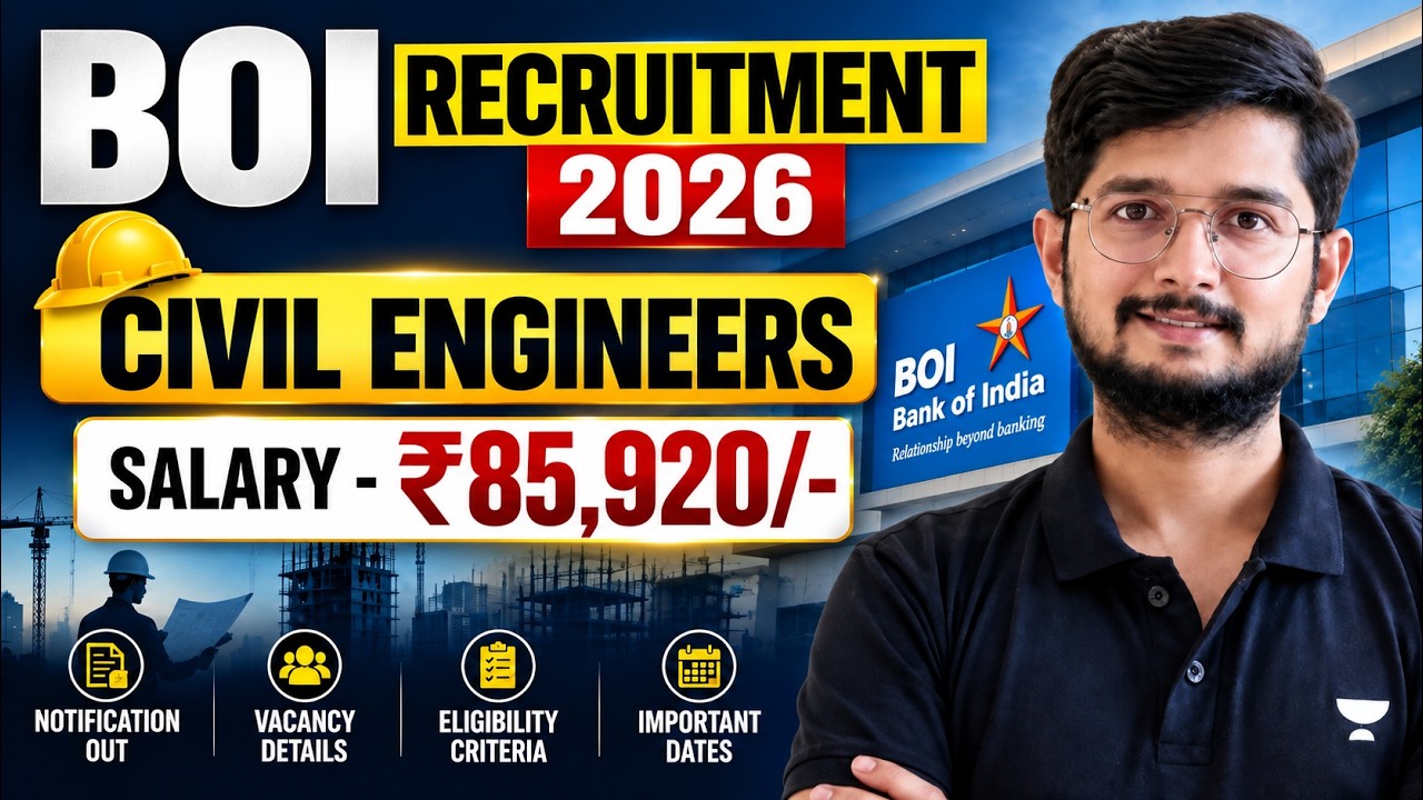 BOI Civil Engineer Vacancy 2026 🔥 | 10 Posts | Salary ₹85,920 | B.Tech Civil | 3 Years