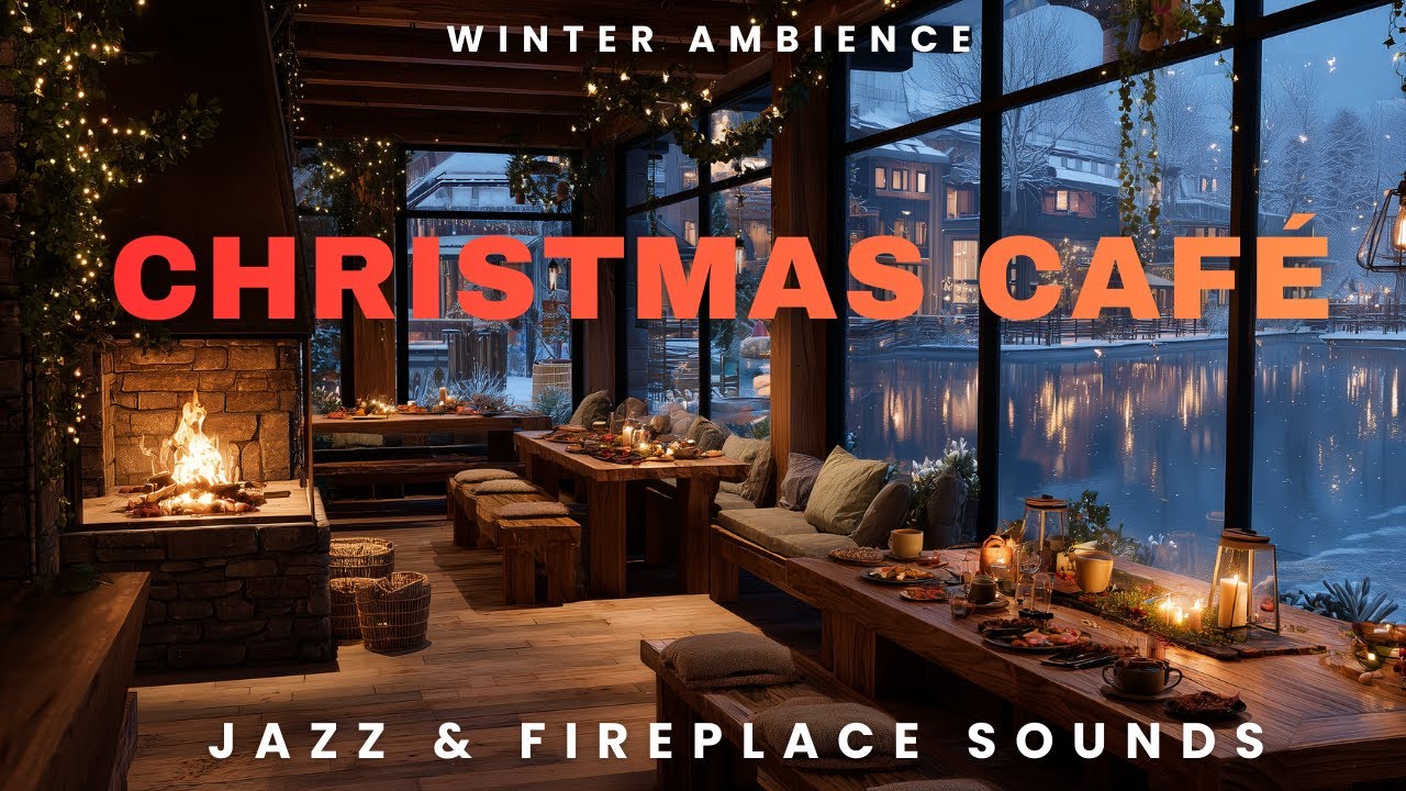 Winter Café Ambience with Jazz Music & Crackling Fireplace for Reading, Study and Relax ❄️