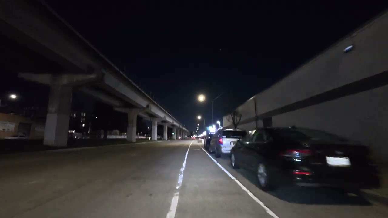 Bike Oakland: Jack London Square to 55th Ave at night