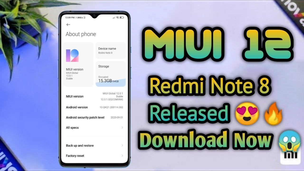 Redmi Note 8 OFFICIAL MIUI 12 Android 10 GLOBAL STABLE Released | Install Now 😍🔥