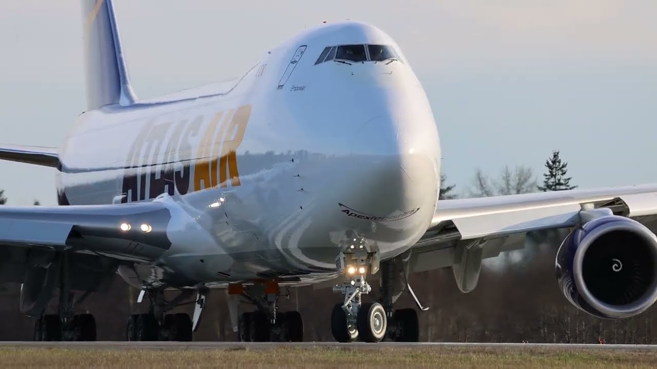 Last 747 Test Flight Takeoff From PAE Atlas Air 747-8F