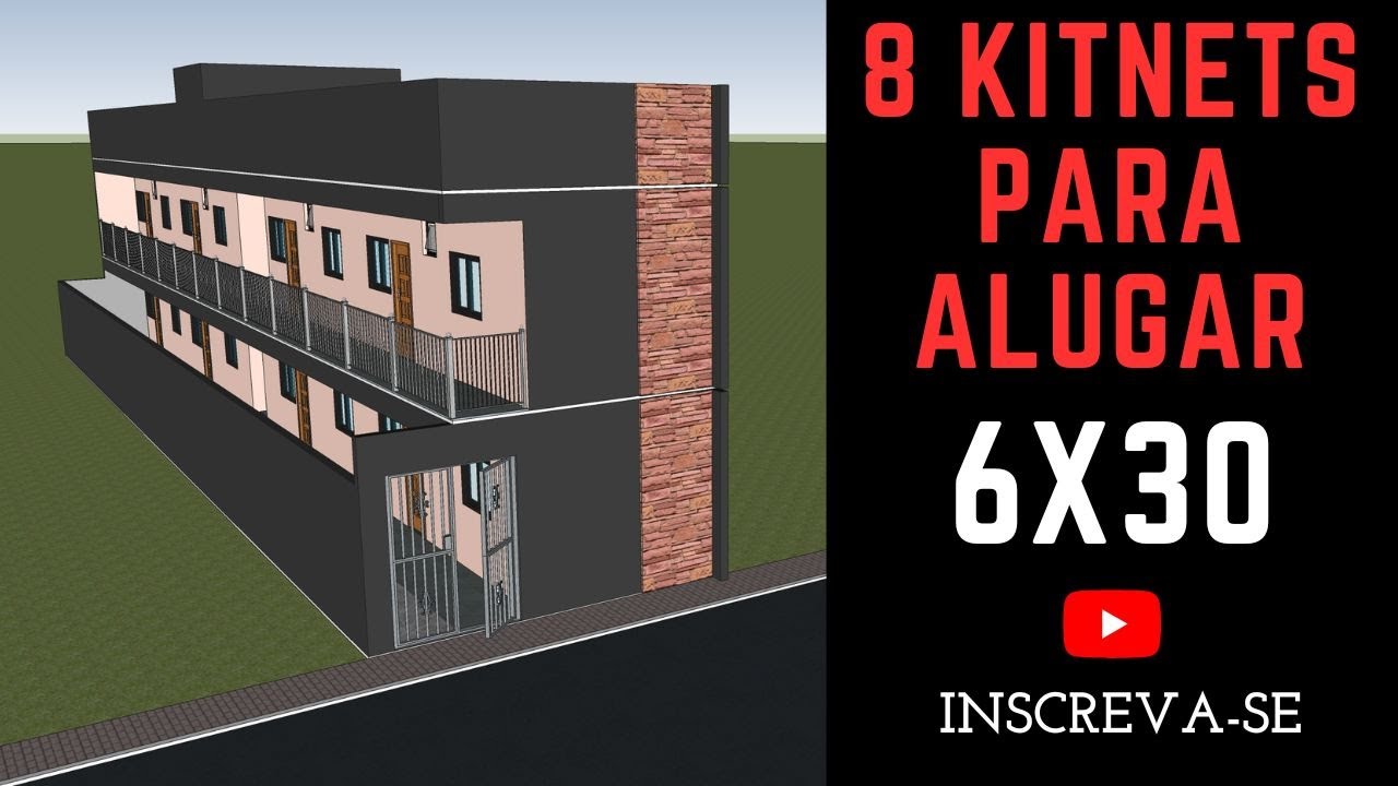 PROJETO DE 8 KITNETS PARA ALUGAR E VIVER DE RENDA EM TERRENO DE 6 X 30 !
