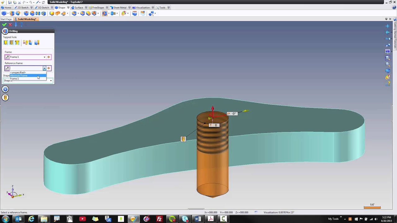 TopSolid Modeling Step 2 - Create a drilling