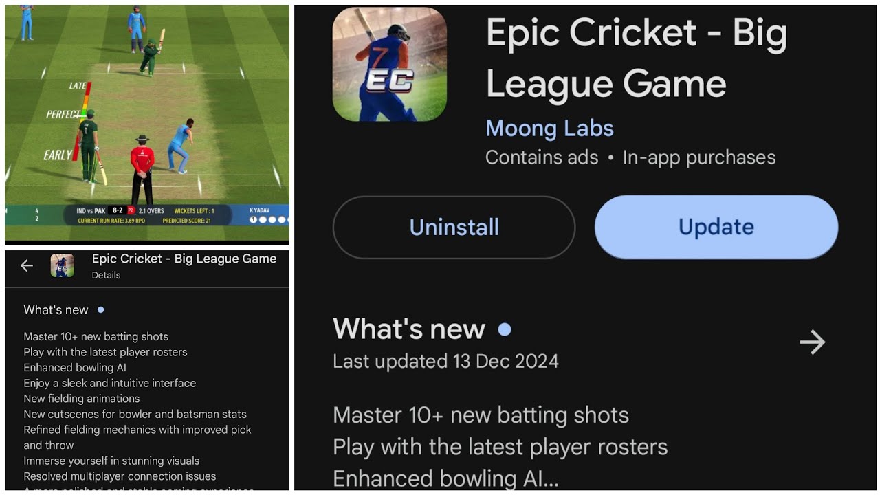 EPIC CRICKET BIG LEAGUE  NEW UPDATE BOWLING TRICK INDIA VS PAK @ANDROIDGAMINGYT614