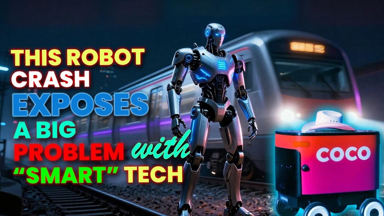 A delivery robot stuck on tracks For 15 Mins… Then THIS Happened