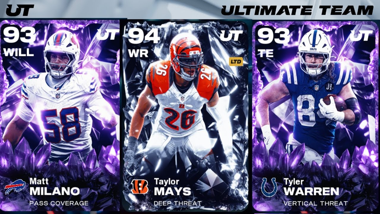 Кристал RL 4 Тайлер Уоррен, Мэтт Милано и LTD Тейлор Мэйс (WR) | Madden 26 Ultimate Team