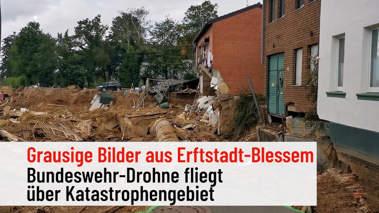 Erftstadt-Blessem: Drohnenbilder zeigen ganzes Ausma&szlig; der Flut-Katastrophe
