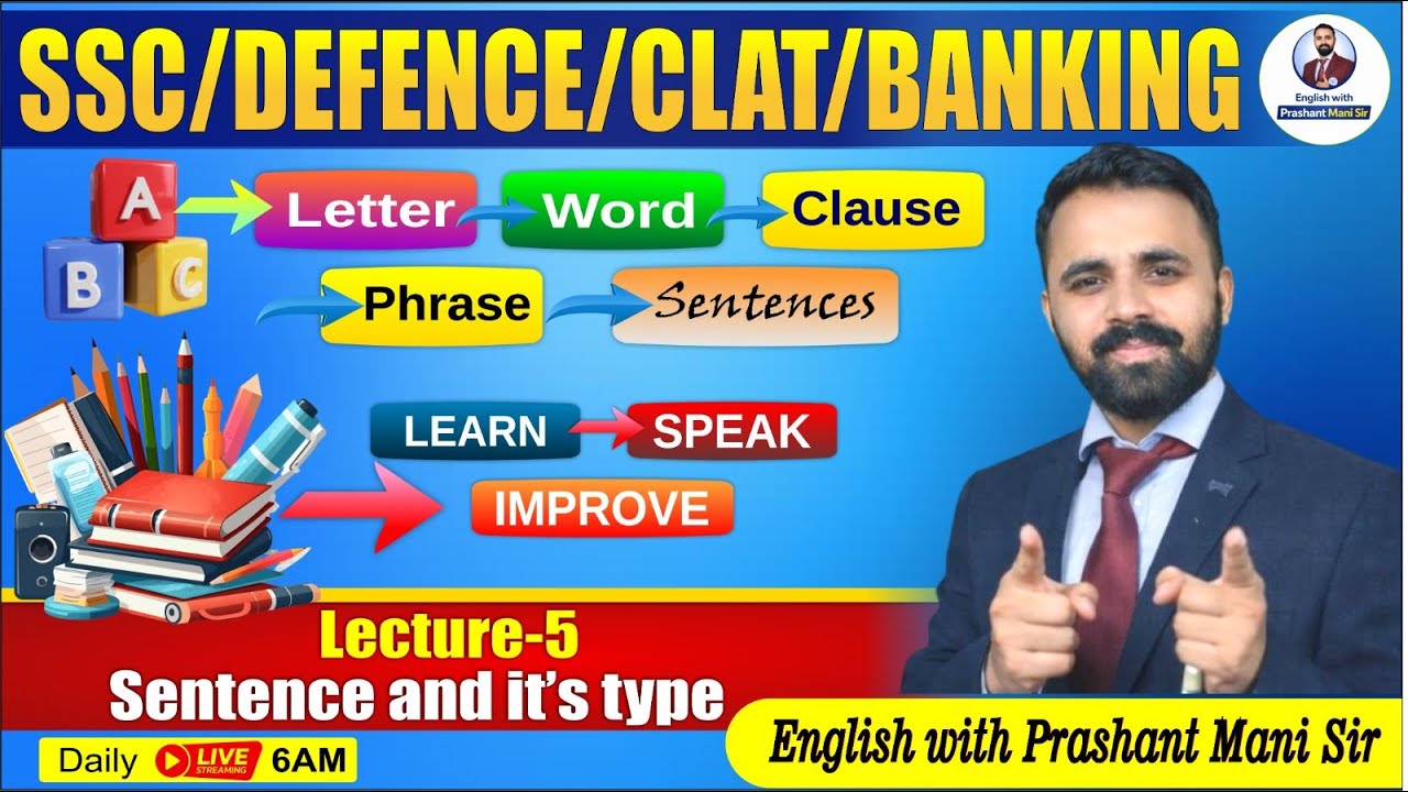 LECTURE-05 English Foundation Class: Sentence and it's types  |  BY Prashant Mani Sir