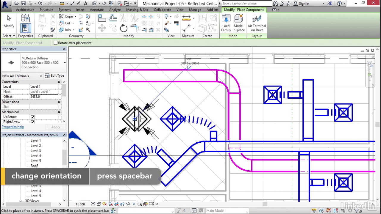 how to Adding a return duct in Revit