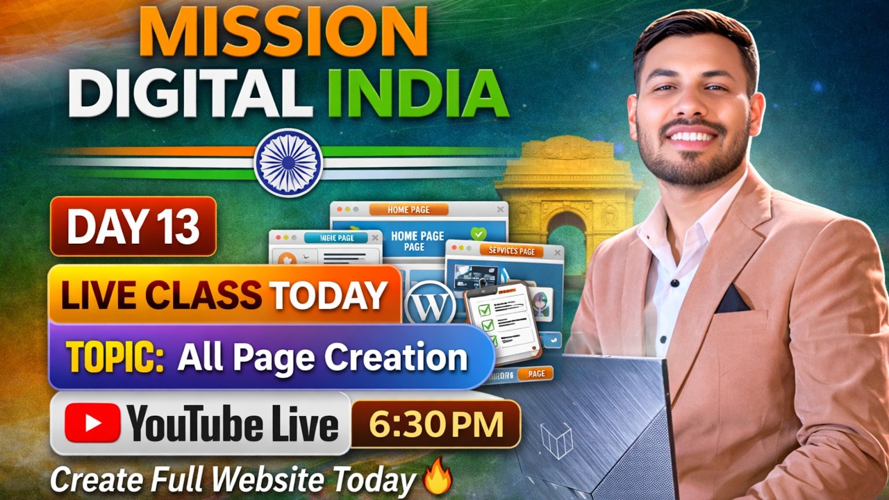 Day 13 🔴 LIVE | How to create website with wordpress 2026 full guide