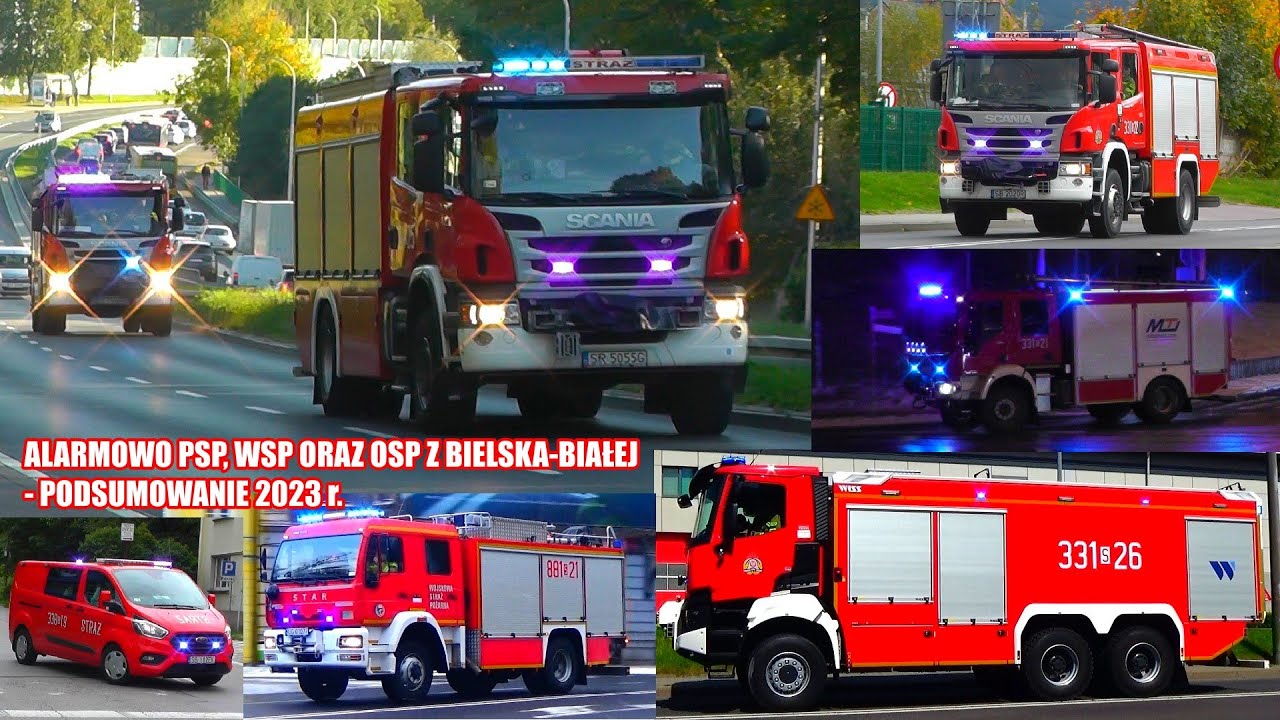 [Trąby] [Horn] Strażacki 2023 r. - Zastępy PSP, WSP oraz OSP z Bielska-Białej alarmowo do zdarzeń