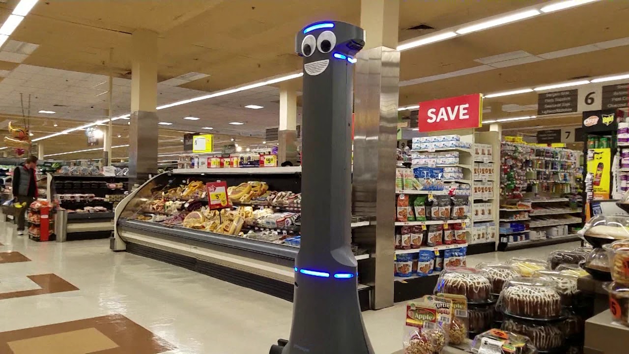 Marty the Robot working at Stop and Shop Supermarket Flushing NY