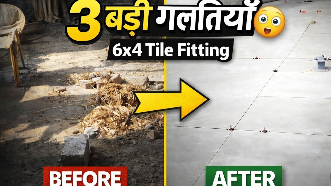 6x4 Tile Fitting Full Process | 3 Badi Galtiyan Jo 90% Log Karte Hain