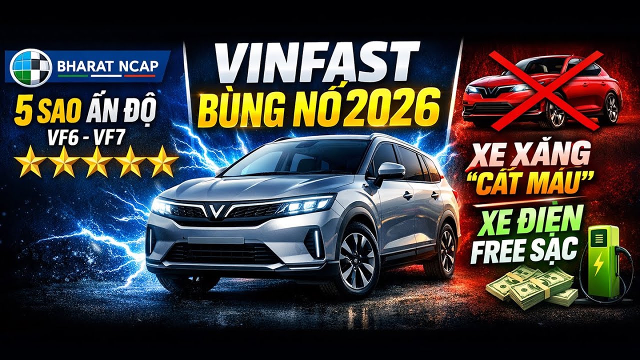 VINFAST BÙNG NỔ ĐẦU 2026: RA MẮT MPV 7 CHỖ, XE ĐẠT CHUẨN 5 SAO ẤN ĐỘ, THỊ TRƯỜNG Ô TÔ “GIẢM GIÁ MÁU”