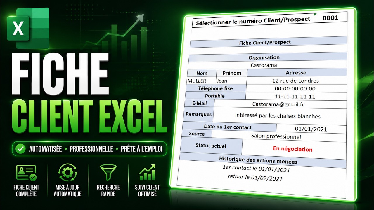 Automatiser vos fiches clients/Prospects sur Excel