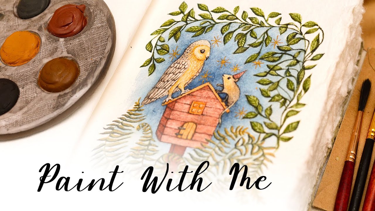 Calm artistic ambience: drawing a magical watercolor art to soothe your mind