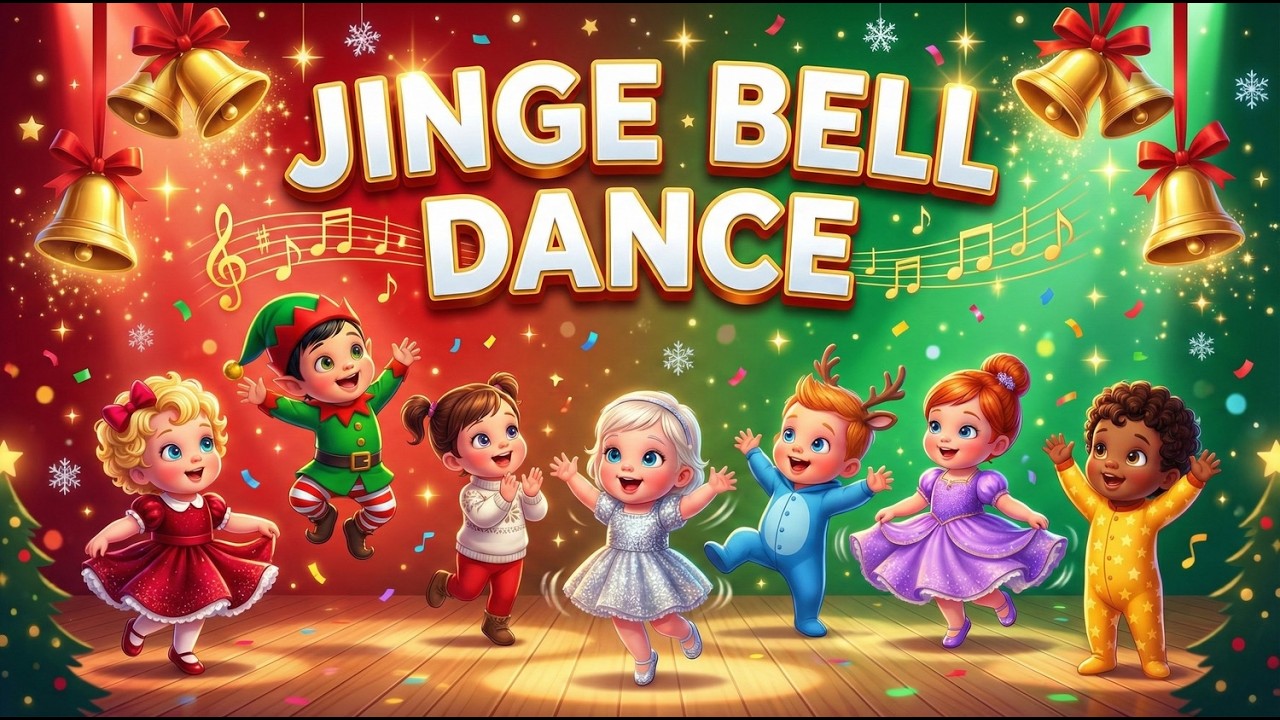 Jingle Bells Babies!  Cute One Year Olds Crawling, Giggling & Playing  Christmas Song for Kids