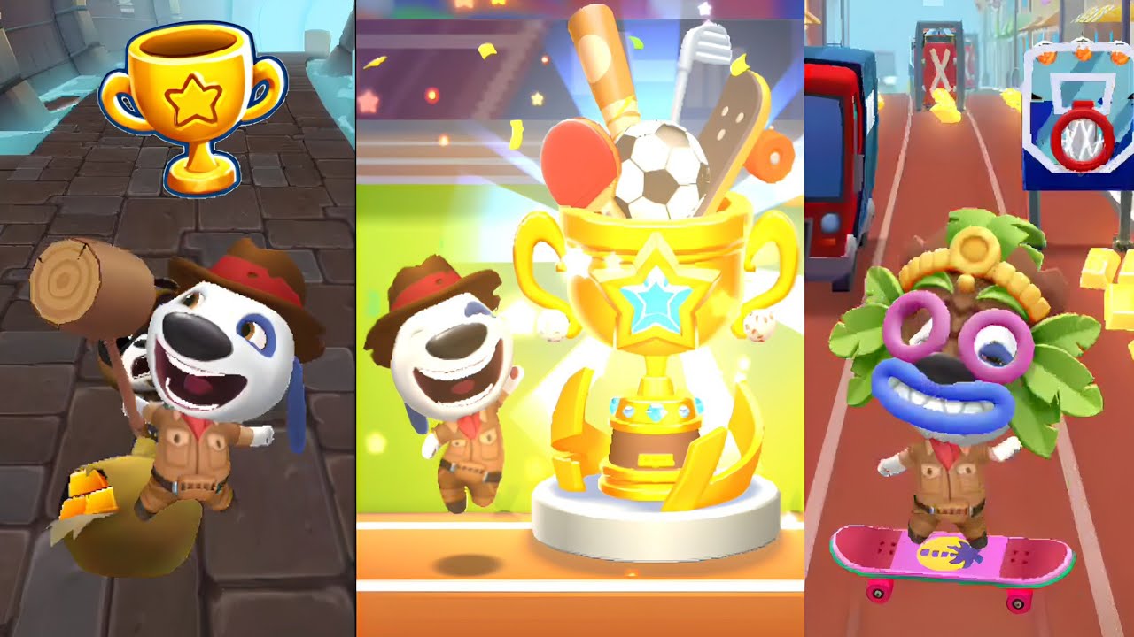 Talking Tom Gold Run Summer of Sports event Explorer Hank vs Roy Raccoon Gameplay Android ios 