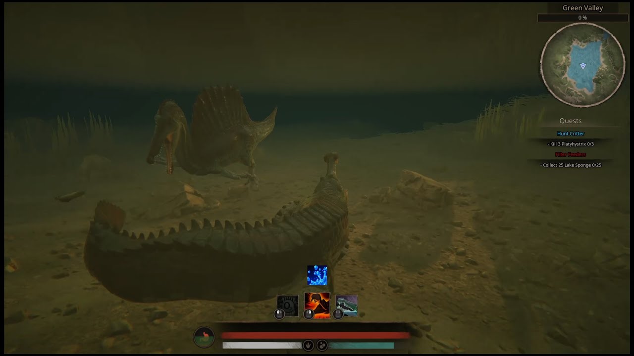 Path of Titans, Sarcosuchus vs Sarcosuchus/Spinosaurus | Culling Green Valley's Semiaquatics