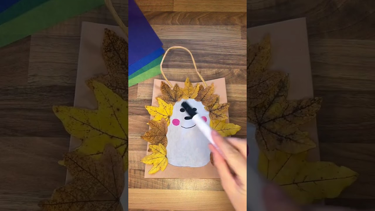 Einfache Igel Laterne🦔 #laterne #bastelnmitkindern #lichter #stmartin #basteln #igel #bl&auml;tter #diy