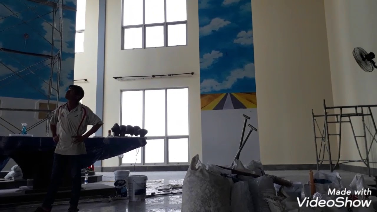 Vẽ Tranh tường bầu trời Nhà Thờ Khiết Tâm(Vĩnh Thạnh _ Cần Thơ)Nhật ký chuyến đi vẽ tại Miền Tây