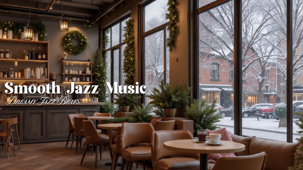 Cozy Winter Cafe ❄️ Smooth Jazz Music for Relaxing, Warm Coffee Shop Ambience on Snowy Days