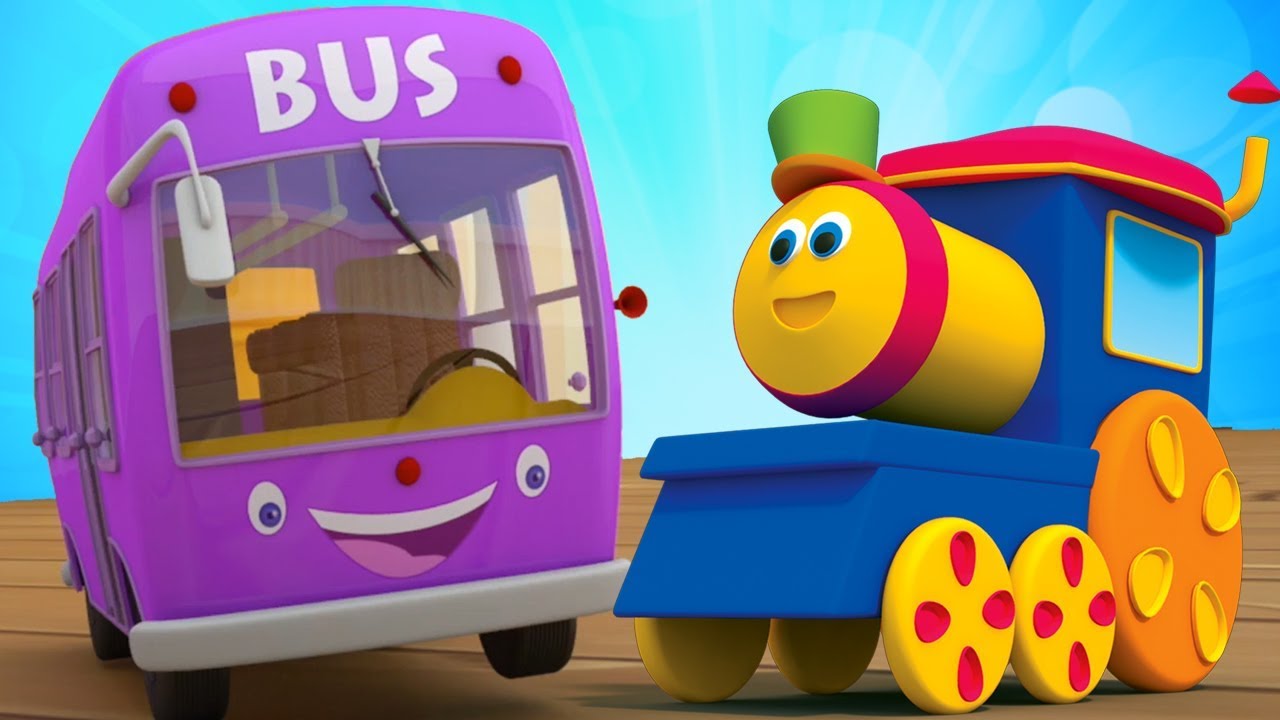 bob trem  Rodas no ônibus  Rimas do bebê  Bob The Train  Wheels On The Bus  Nursery Rhyme Songs