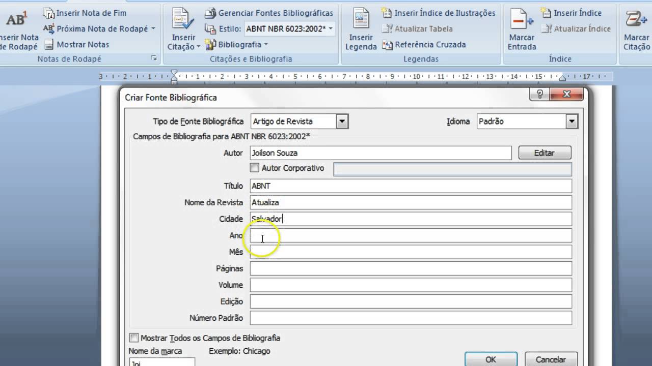Dicas para TCC - Gerenciador de Referências Word 2007