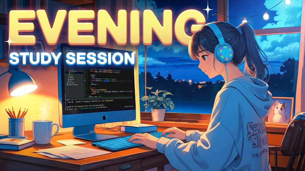 Evening Study Session | 1 Hour Lofi Music for Focus | Calm Study Beats with Ambience