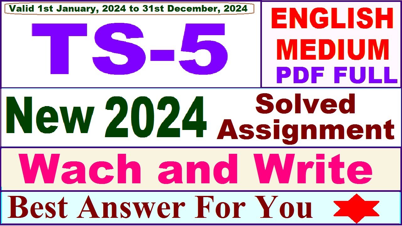TS 5 solved assignment 2024 / TS 05 solved assignment 2024 in English / ignou ts 05