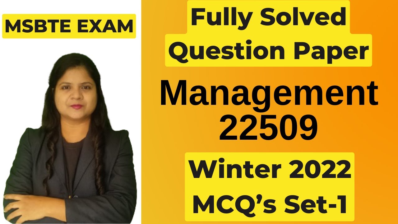 Management Set 1 Winter 2022-Fully Solved Question paper MCQ's| MSBTE Exam| 22509| Padho Engineering